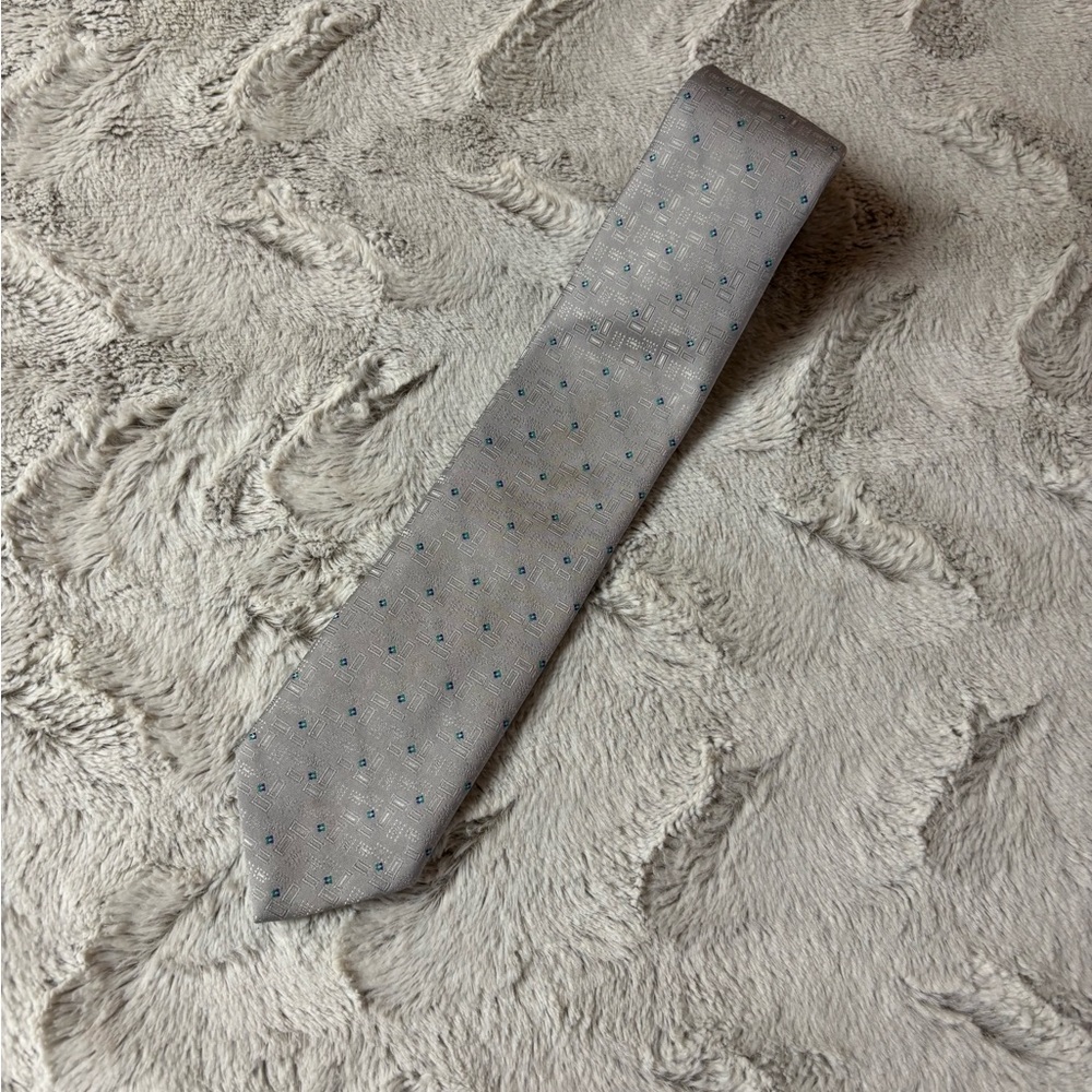 Vintage Top Knot silver blue silk tie